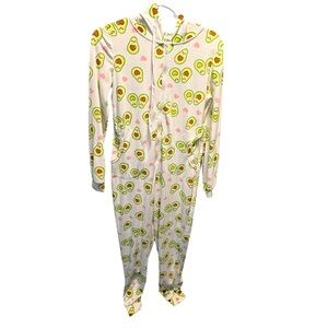 Avocado Print One Piece White Pajamas Size XS